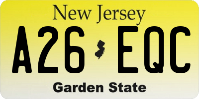 NJ license plate A26EQC