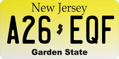 NJ license plate A26EQF