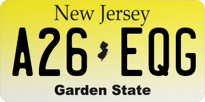 NJ license plate A26EQG