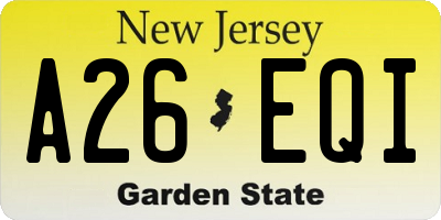 NJ license plate A26EQI