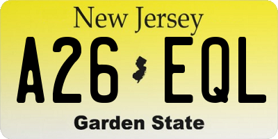 NJ license plate A26EQL
