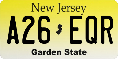 NJ license plate A26EQR