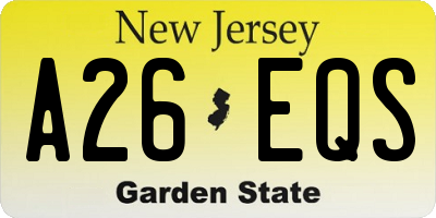NJ license plate A26EQS