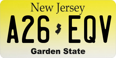 NJ license plate A26EQV