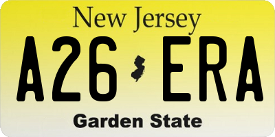 NJ license plate A26ERA