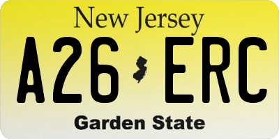 NJ license plate A26ERC