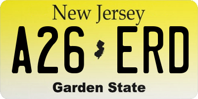 NJ license plate A26ERD
