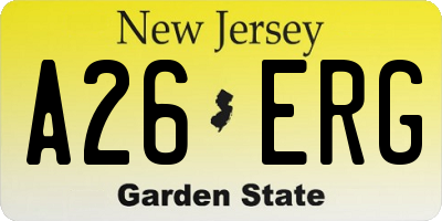 NJ license plate A26ERG
