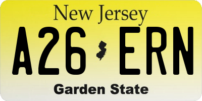 NJ license plate A26ERN