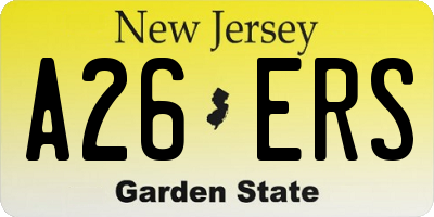 NJ license plate A26ERS