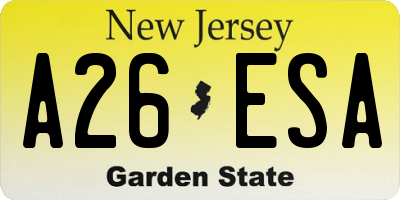 NJ license plate A26ESA