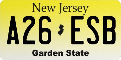 NJ license plate A26ESB