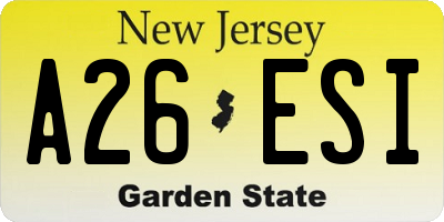 NJ license plate A26ESI
