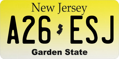 NJ license plate A26ESJ