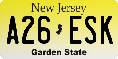 NJ license plate A26ESK