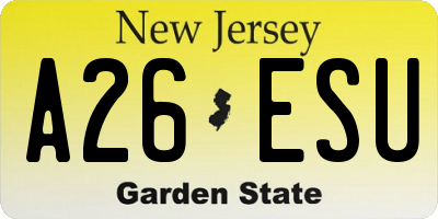 NJ license plate A26ESU