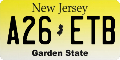 NJ license plate A26ETB