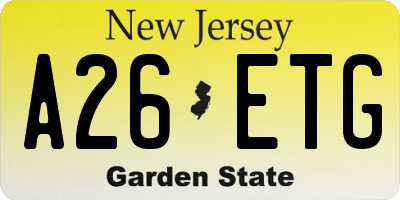 NJ license plate A26ETG