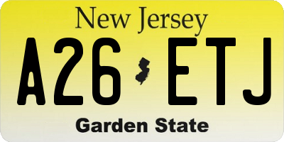 NJ license plate A26ETJ