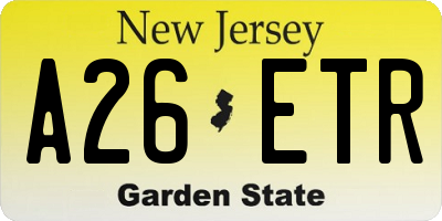 NJ license plate A26ETR