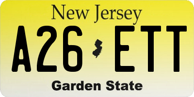 NJ license plate A26ETT