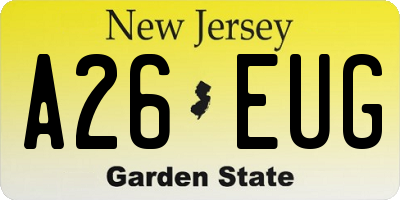 NJ license plate A26EUG