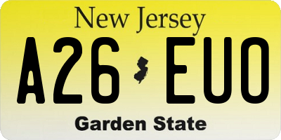 NJ license plate A26EUO