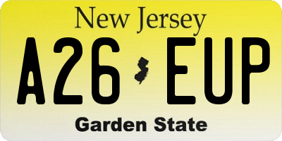 NJ license plate A26EUP