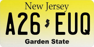 NJ license plate A26EUQ
