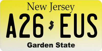 NJ license plate A26EUS