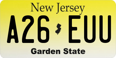 NJ license plate A26EUU