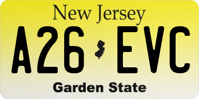 NJ license plate A26EVC