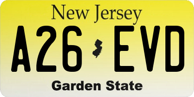 NJ license plate A26EVD
