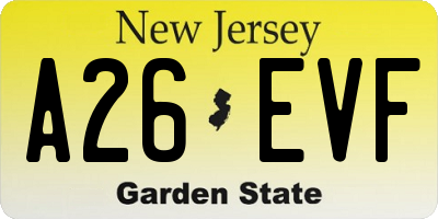 NJ license plate A26EVF
