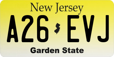 NJ license plate A26EVJ