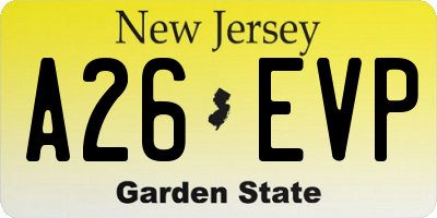 NJ license plate A26EVP