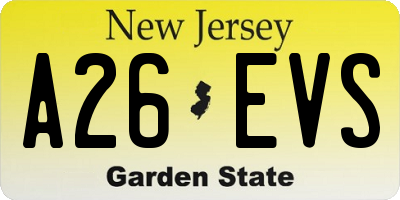 NJ license plate A26EVS