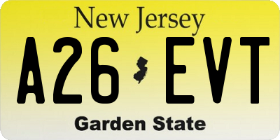 NJ license plate A26EVT