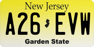 NJ license plate A26EVW