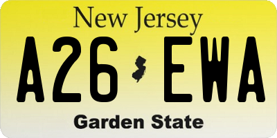 NJ license plate A26EWA