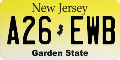 NJ license plate A26EWB