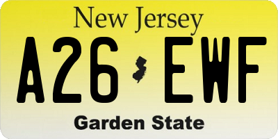 NJ license plate A26EWF