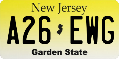 NJ license plate A26EWG