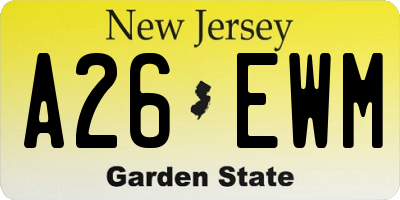 NJ license plate A26EWM