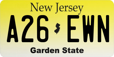 NJ license plate A26EWN