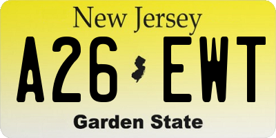 NJ license plate A26EWT