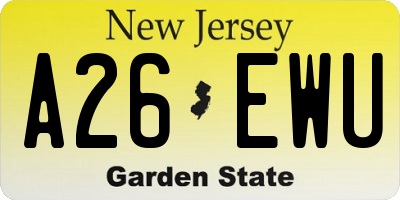 NJ license plate A26EWU