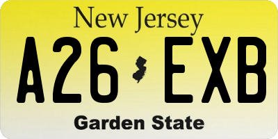 NJ license plate A26EXB