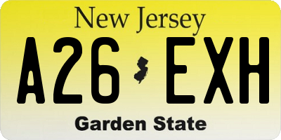 NJ license plate A26EXH