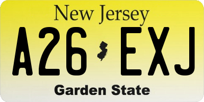 NJ license plate A26EXJ